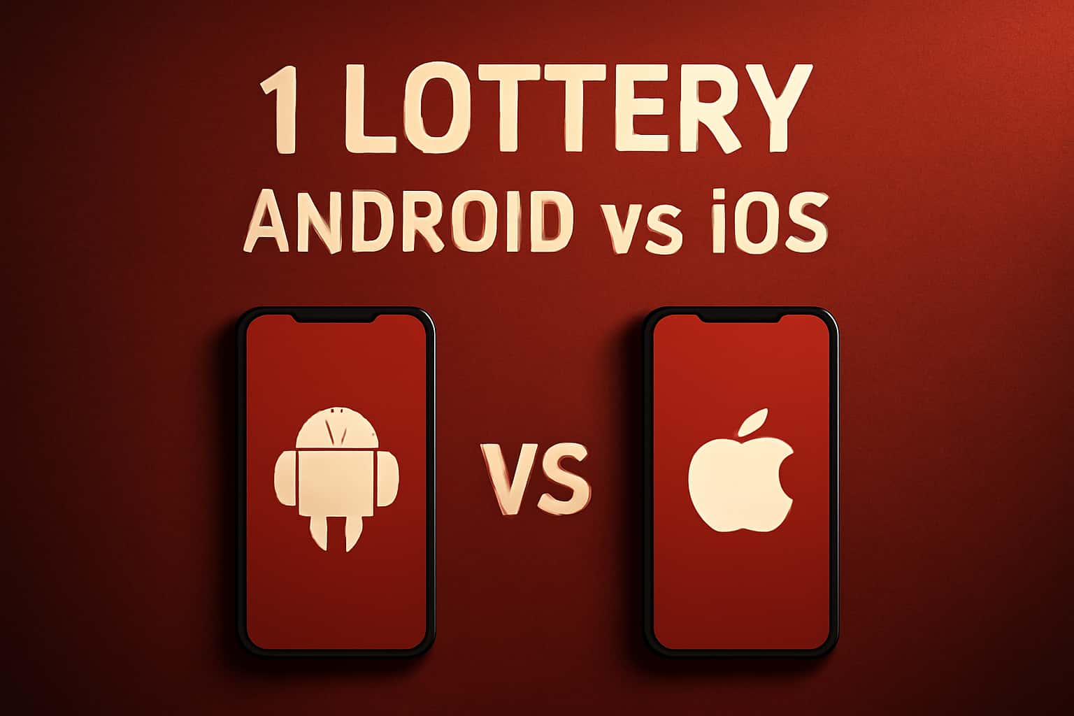 An informational scene illustrating the comparison of 1 Lottery app on Android and iOS.