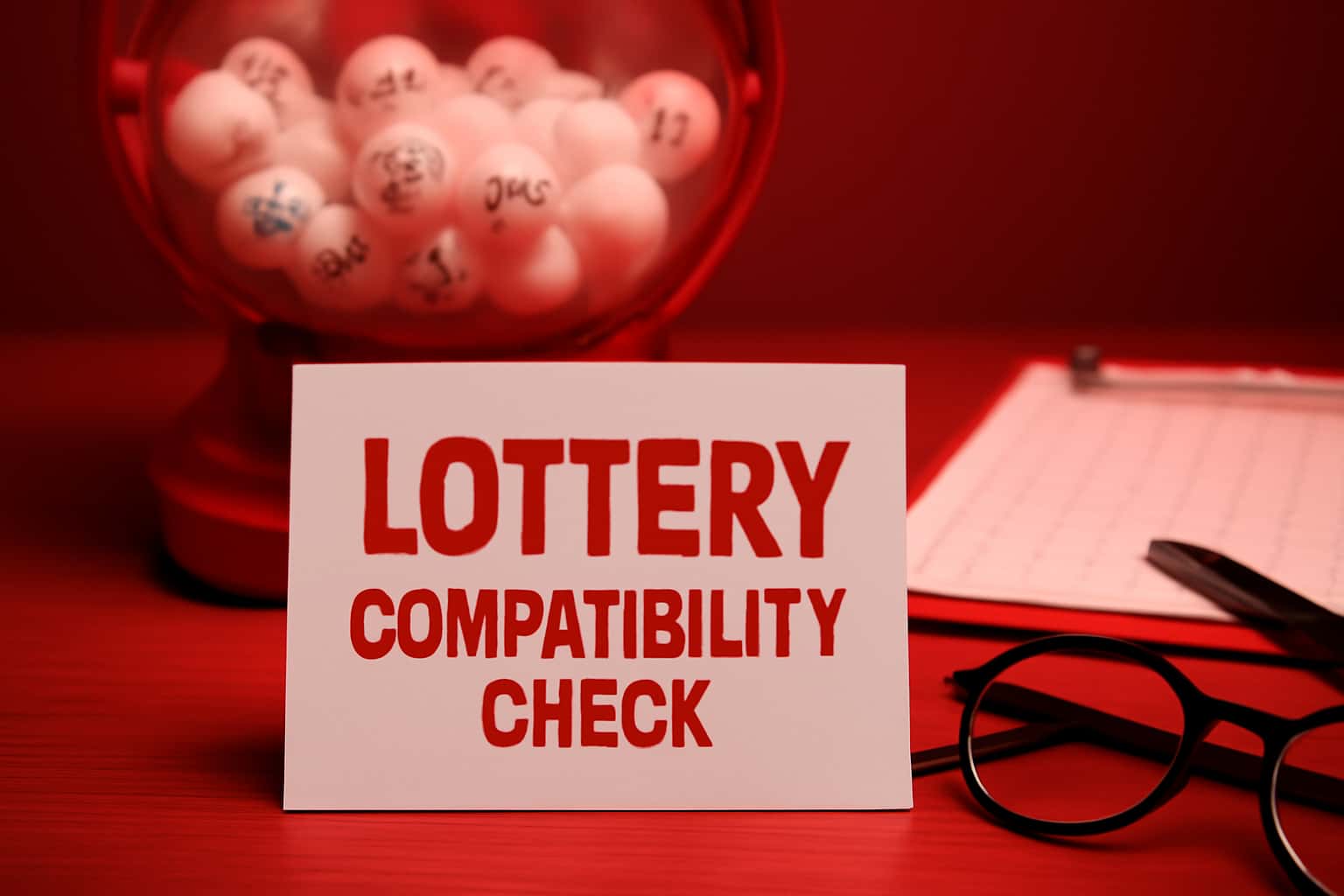 An informational scene depicting the 1 Lottery Compatibility Check process.
