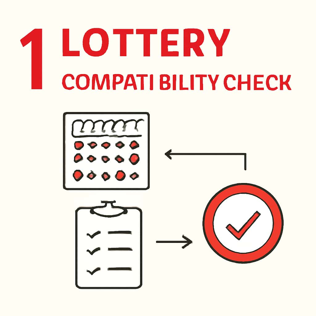 An illustration outlining the 1 Lottery Compatibility Check requirements.