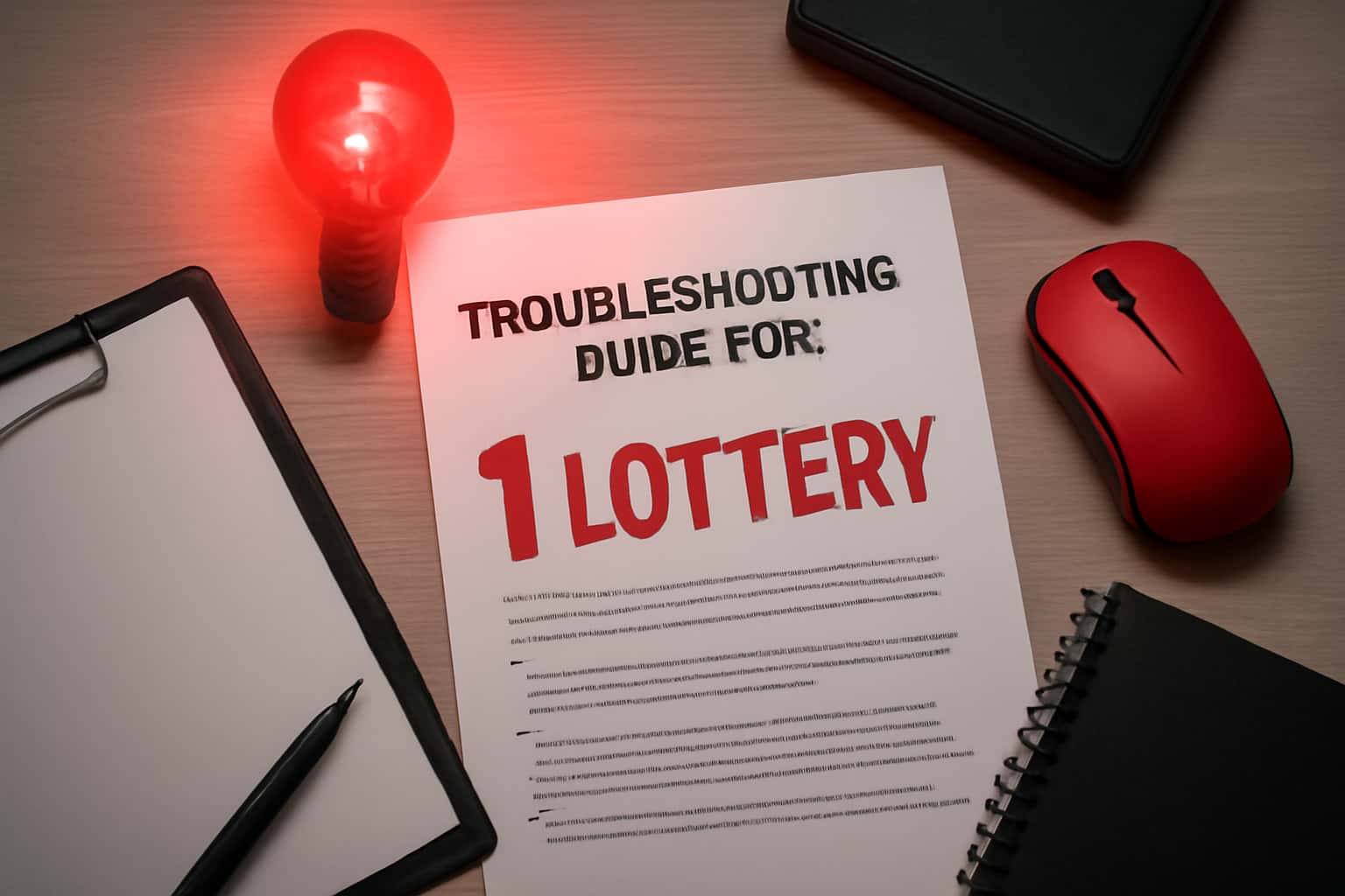 An informative representation of a troubleshooting guide for 1 Lottery with prominent text.